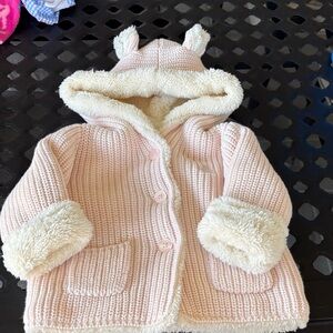 GAP Pink Knit Jacket with Cream Trim